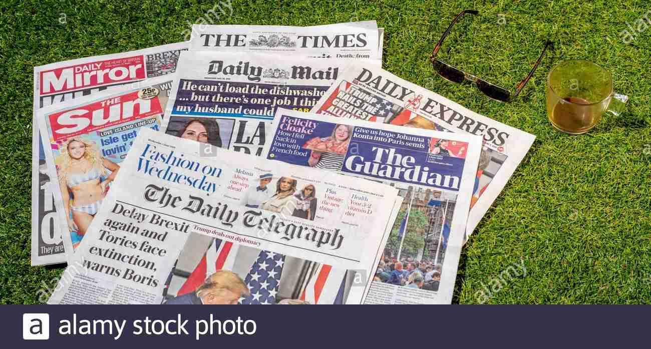 Oltre a quelli della Gran Bretagna, poi ci sono i quotidiani nord americani, quelli indiani in lingua inglese, ...