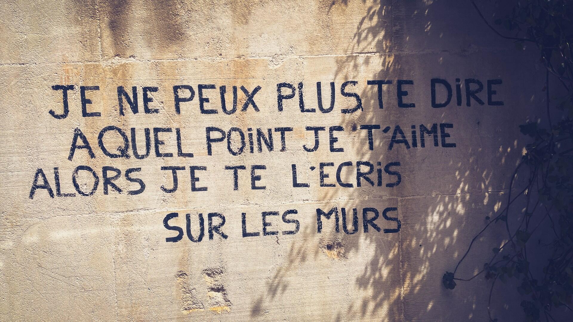 Una scritta su un muro in francese. 