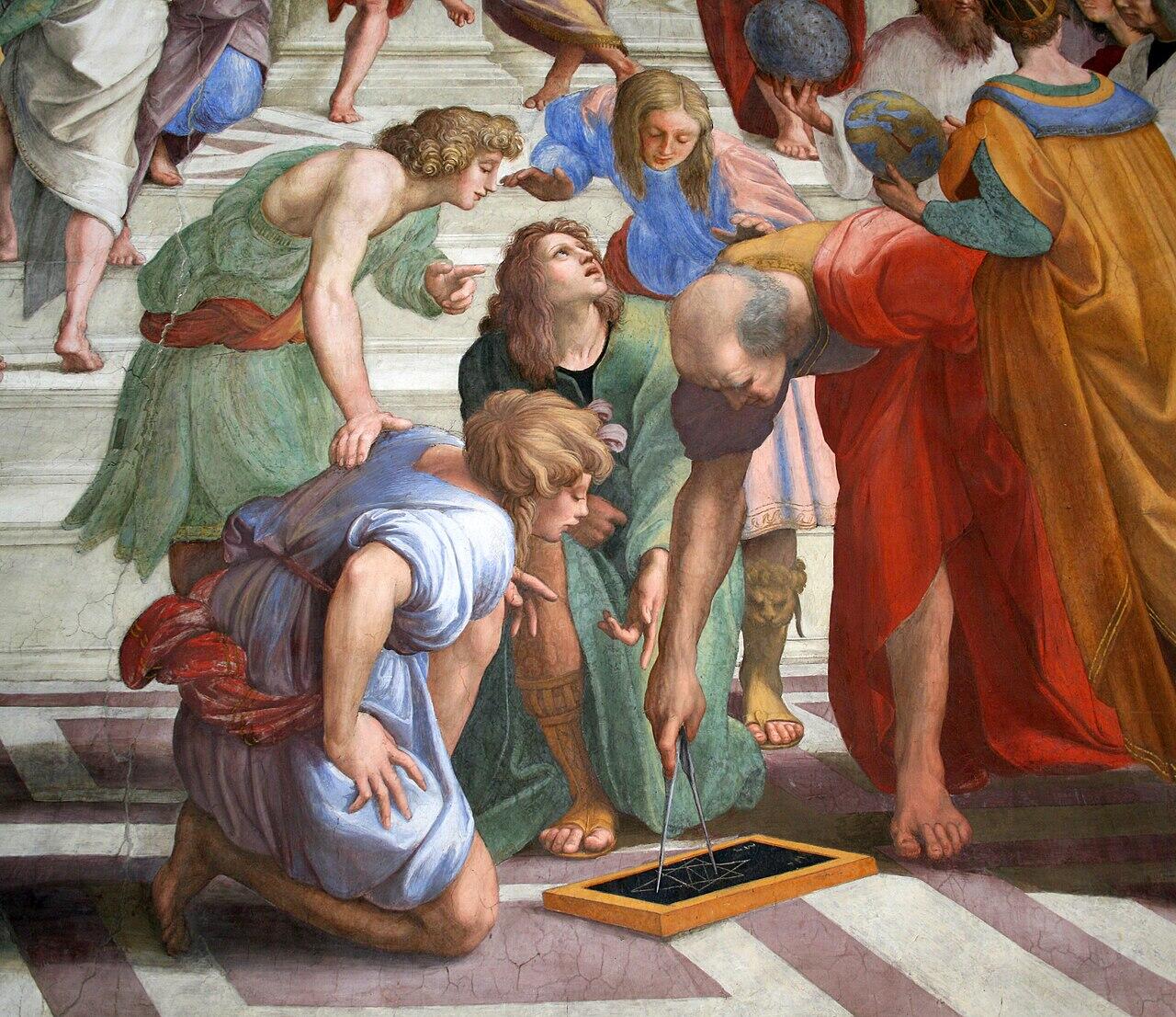 Dipinto raffigurante Euclide, erede del teorema di Talete.