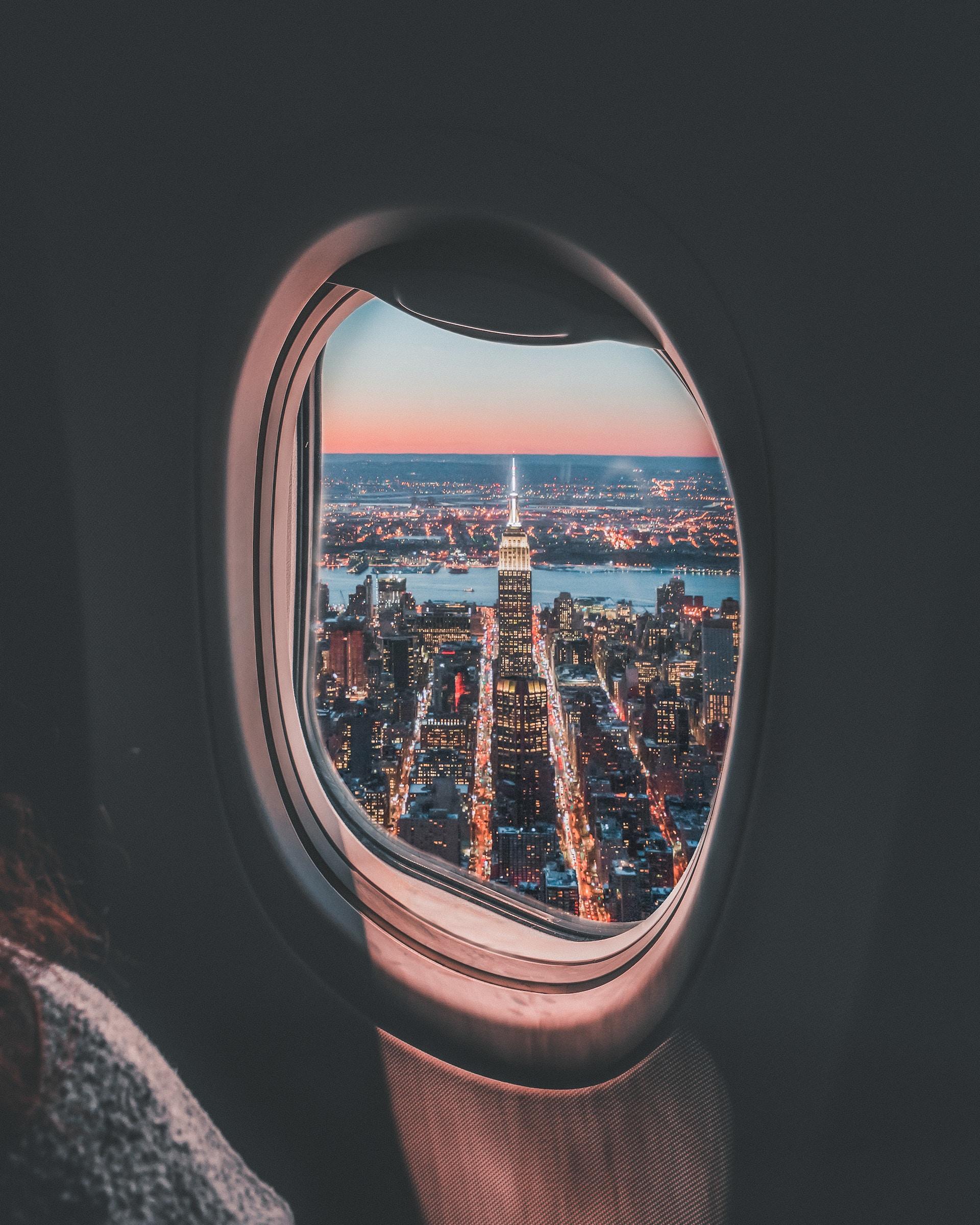 Oblò aereo in atterraggio negli USA
