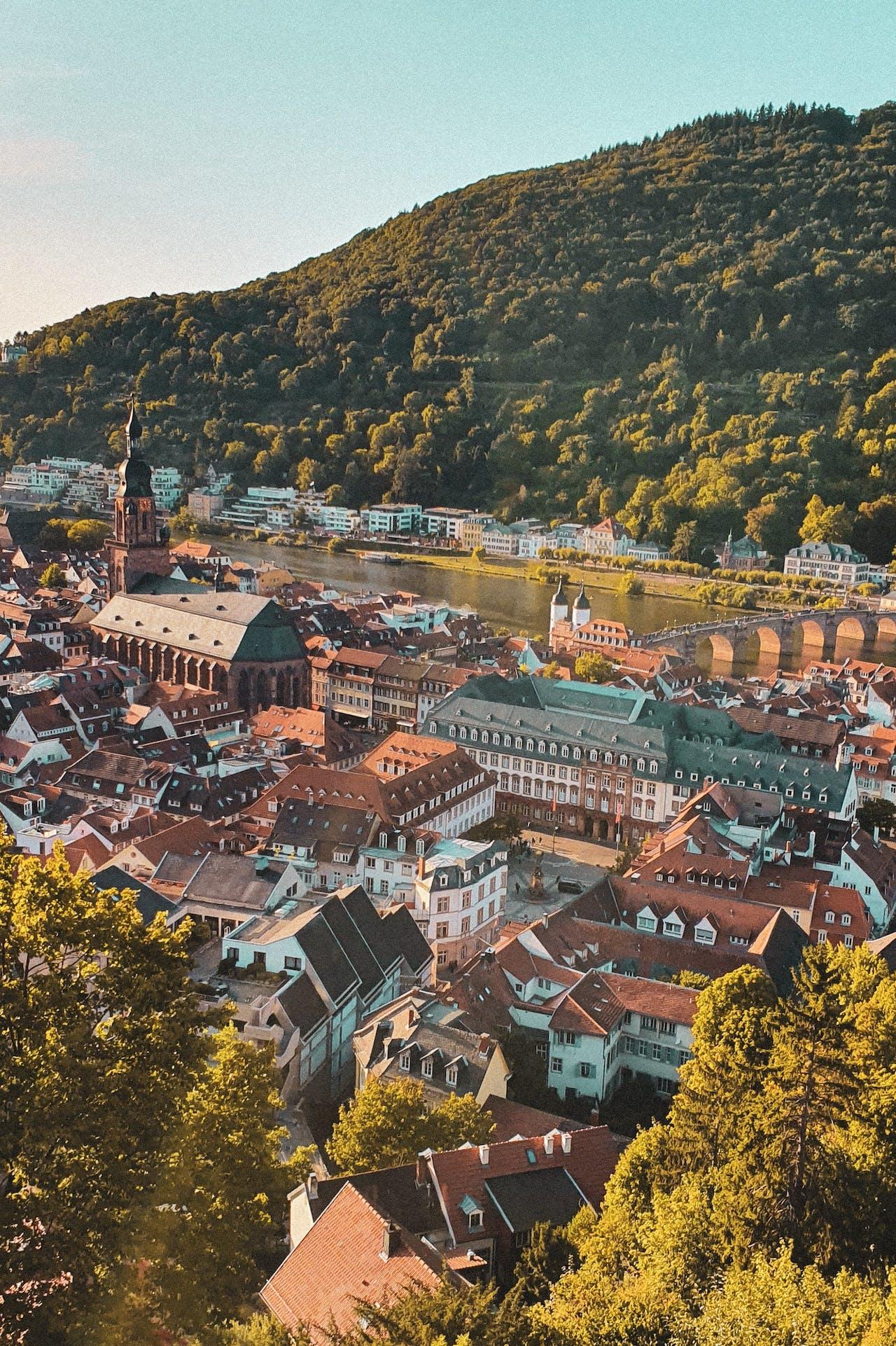Una vista dall'alto sulla città di Heidelberg. 