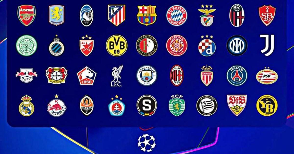 prospetto con squadre champions league 2024/2025