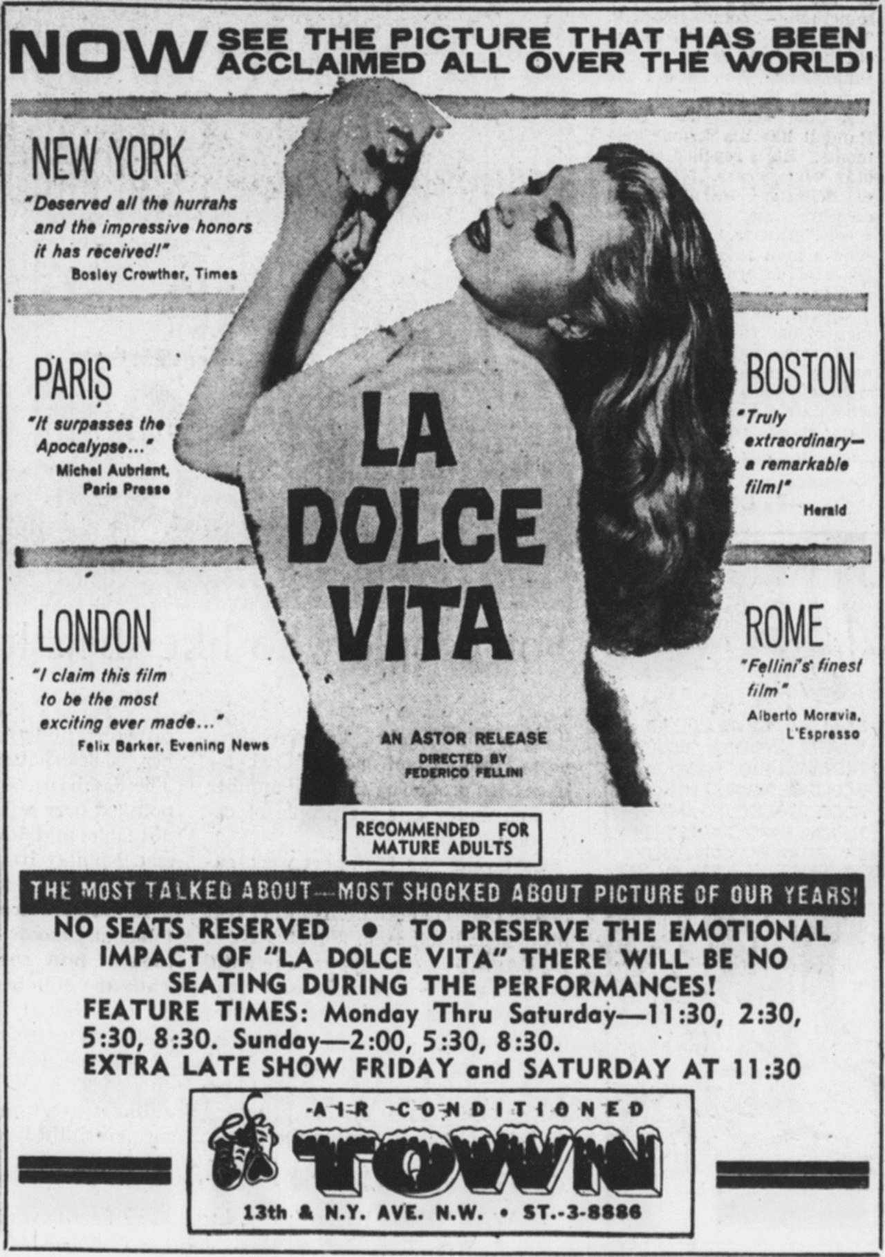 Poster del film "La Dolce Vita" di Federico Fellini. 