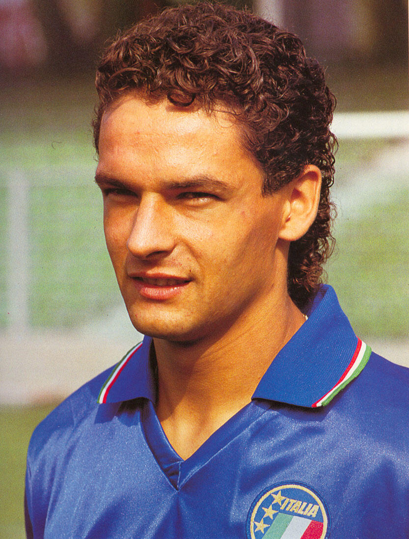 Roberto Baggio sul campo da calcio.