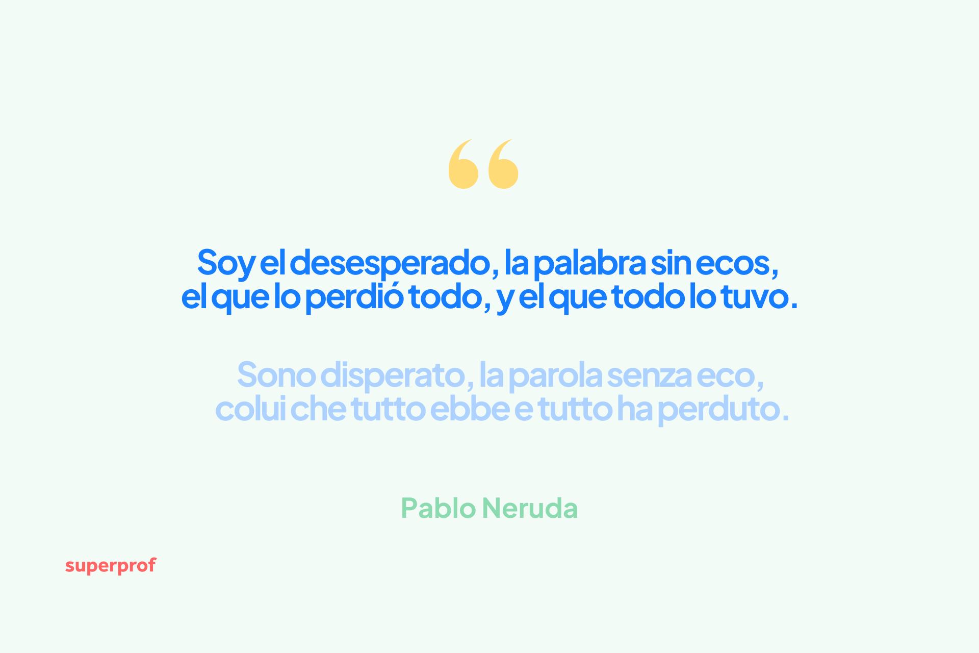 citazione di Neruda in spagnolo con traduzione in italiano
