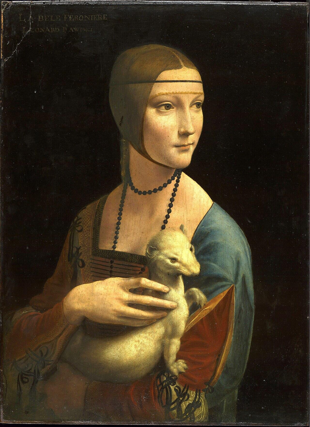 Dama con ermellino di Leonardo, uno dei pittori famosi italiani.