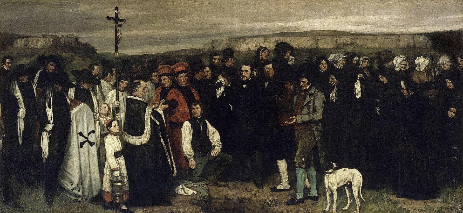 Funerale ad Ornans di Courbet, uno dei pittori famosi francesi.