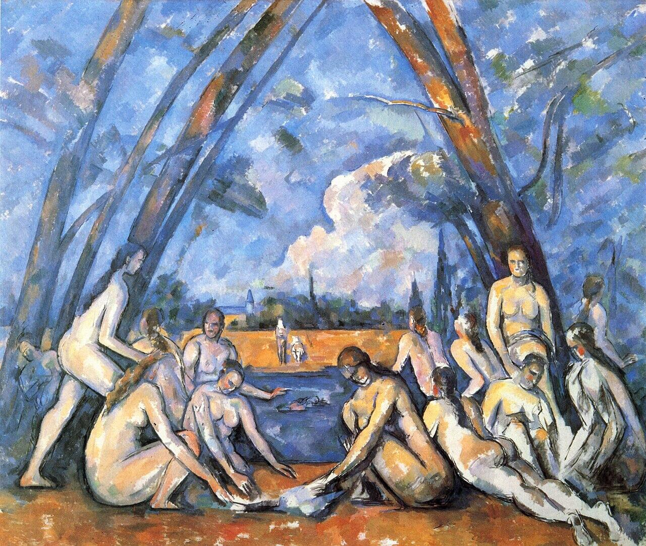 Le grandi bagnanti di Cezanne, uno dei pittori famosi nella storia.