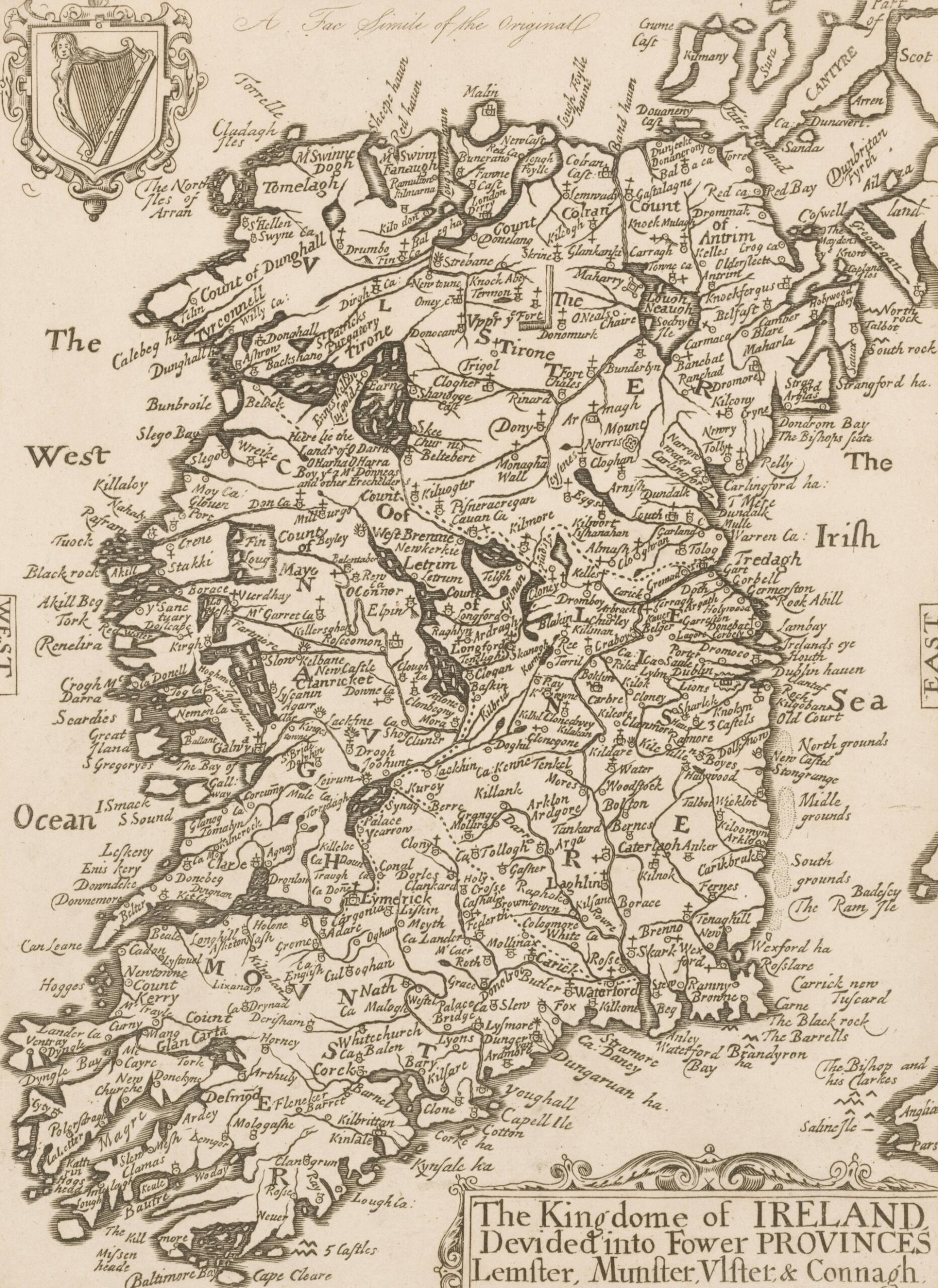 Una vecchia mappa dell'Irlanda