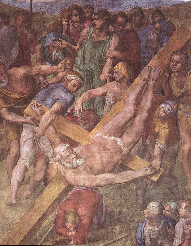 Martirio di San Pietro di Michelangelo, uno dei pittori famosi iotaliani.