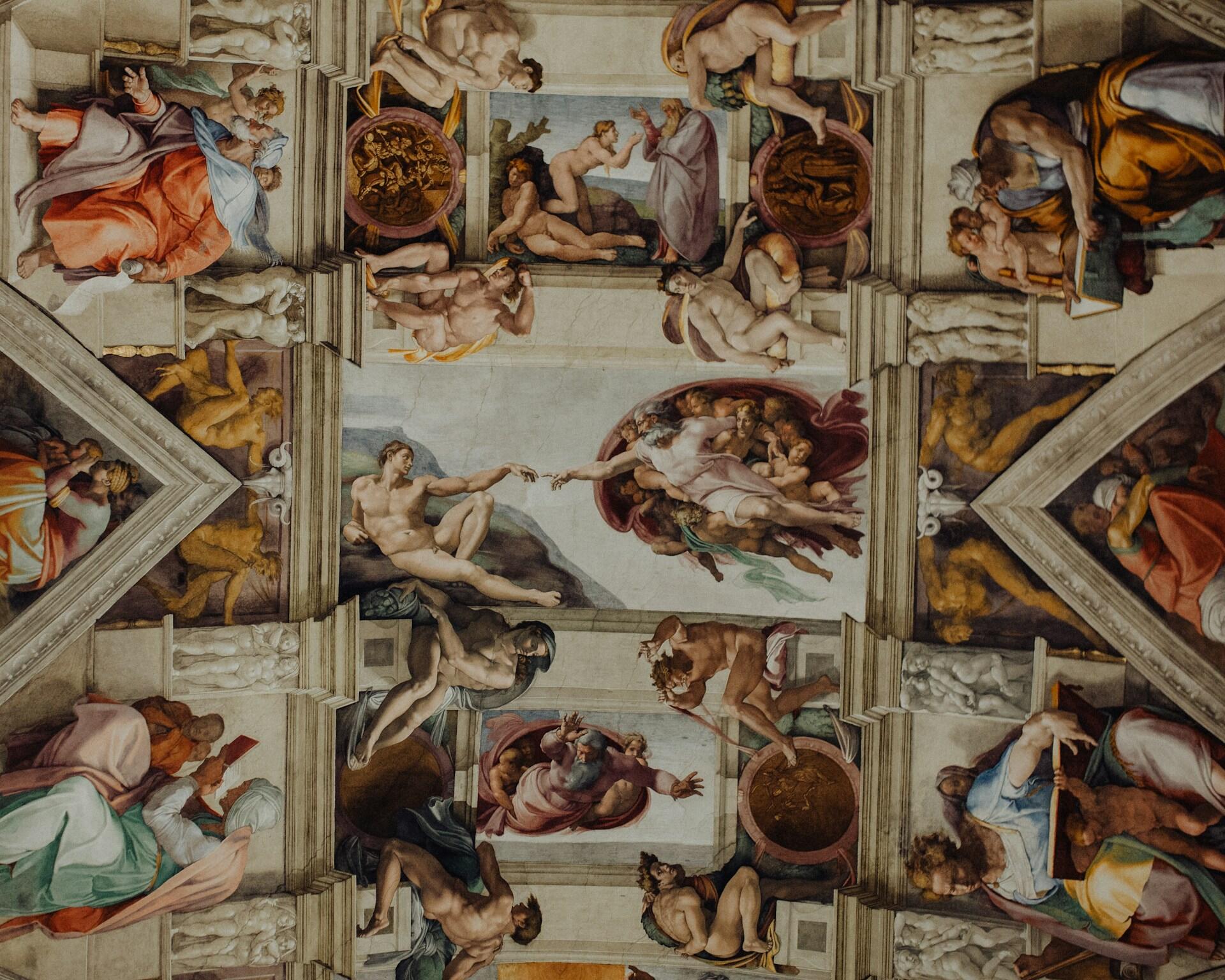 Affresco di Michelangelo, uno dei pittori famosi italiani.