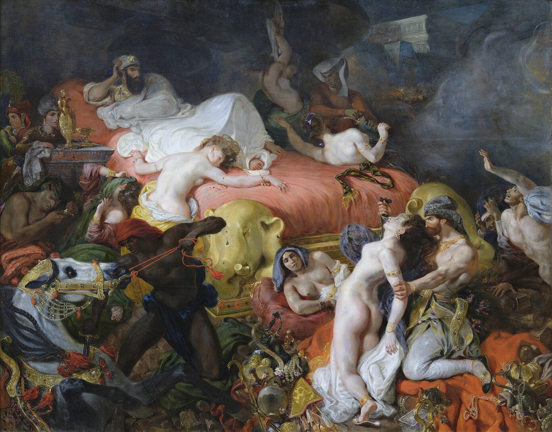 Morte di Sardanapolo di Delacroix, uno dei pittori famosi francesi.