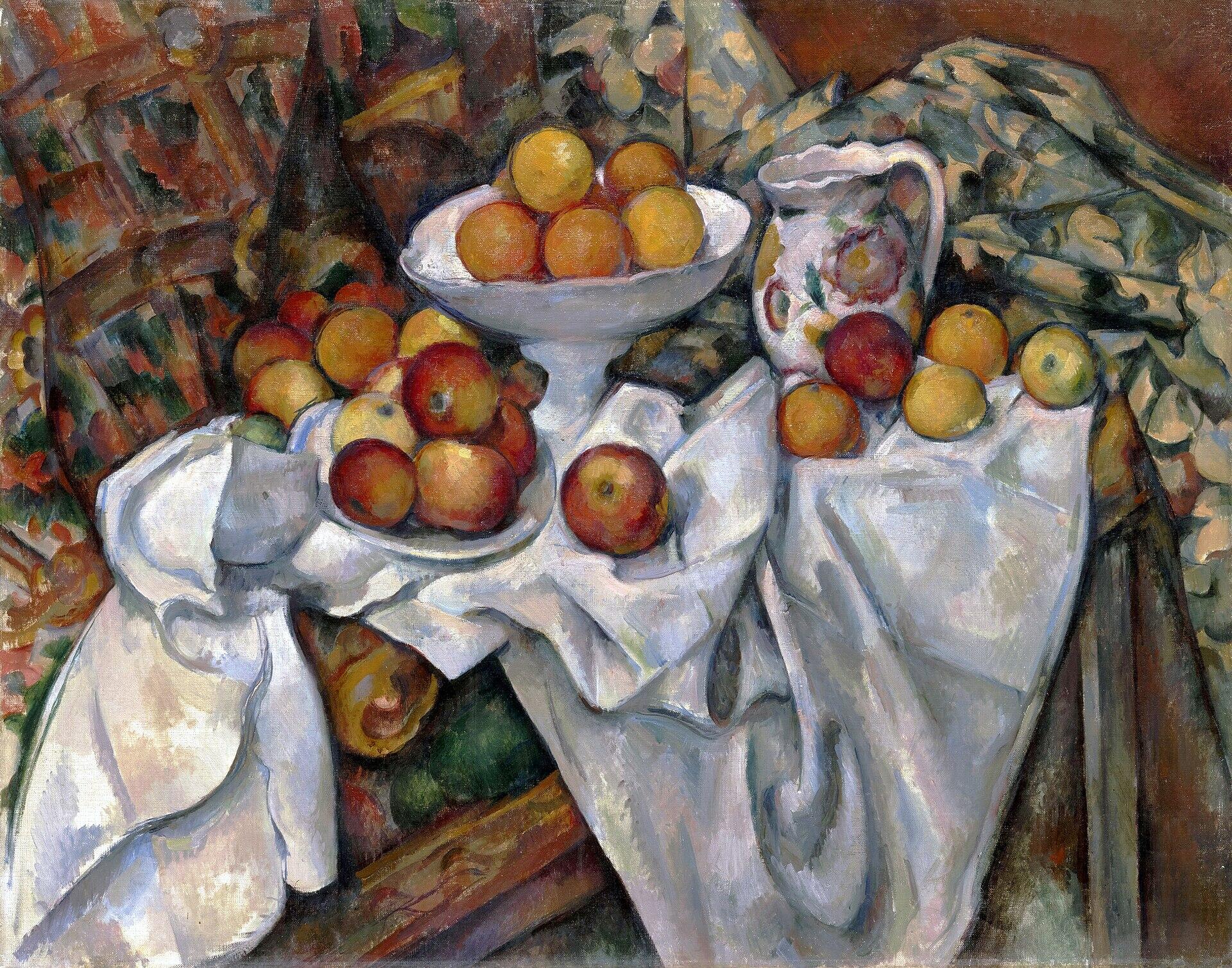 Natura morta di Cezanne, uno dei pittori famosi nella storia.