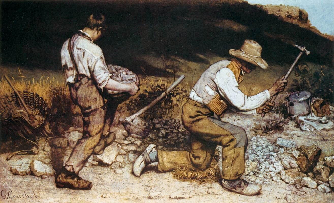 Gli spaccapietre di Courbet, uno dei pittori famosi francesi.