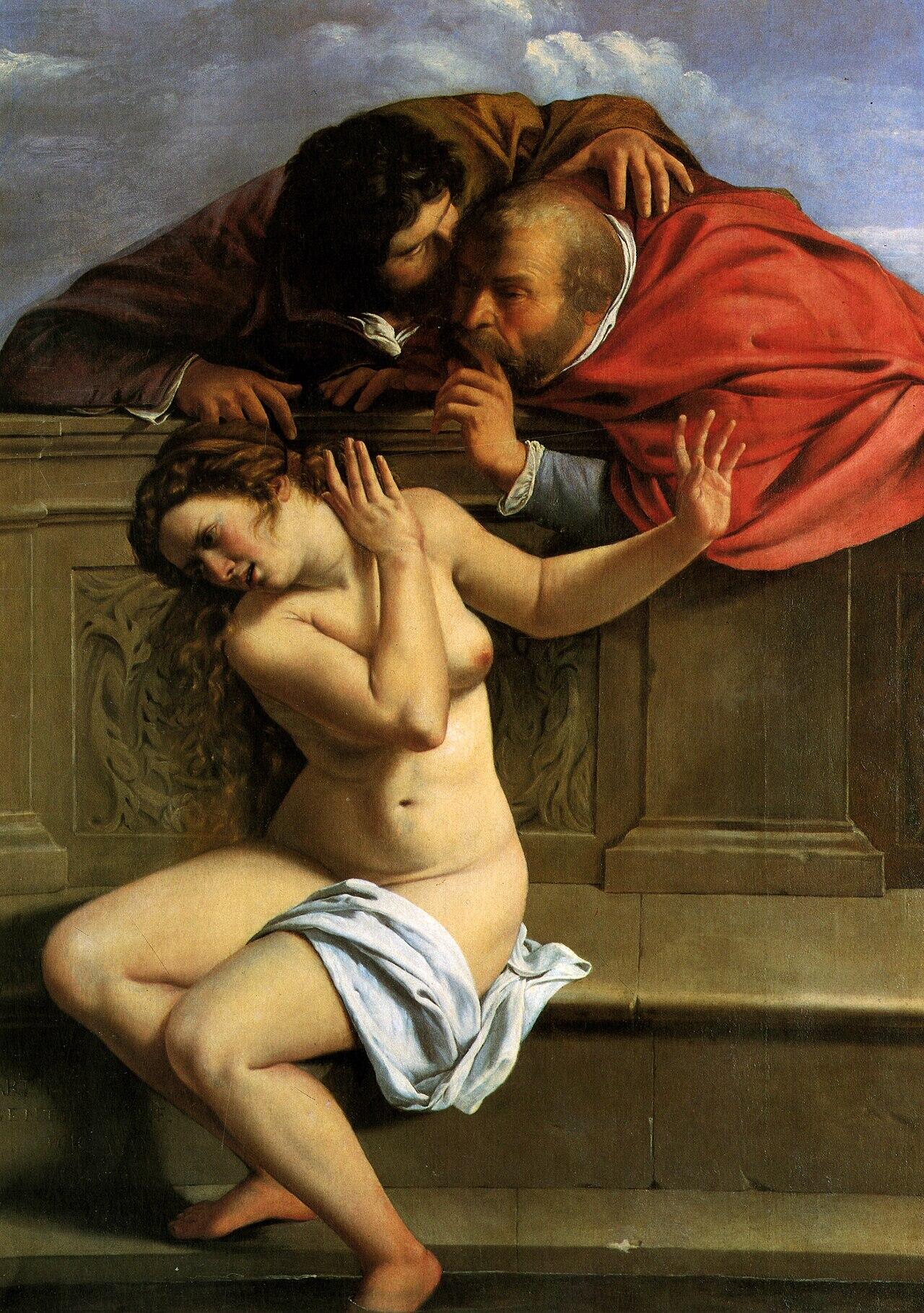 Susanna e i vecchioni, opera di A. Gentileschi, una dei pittori famosi italiani.Gentileschi, una dei pittori famosi italiani.
