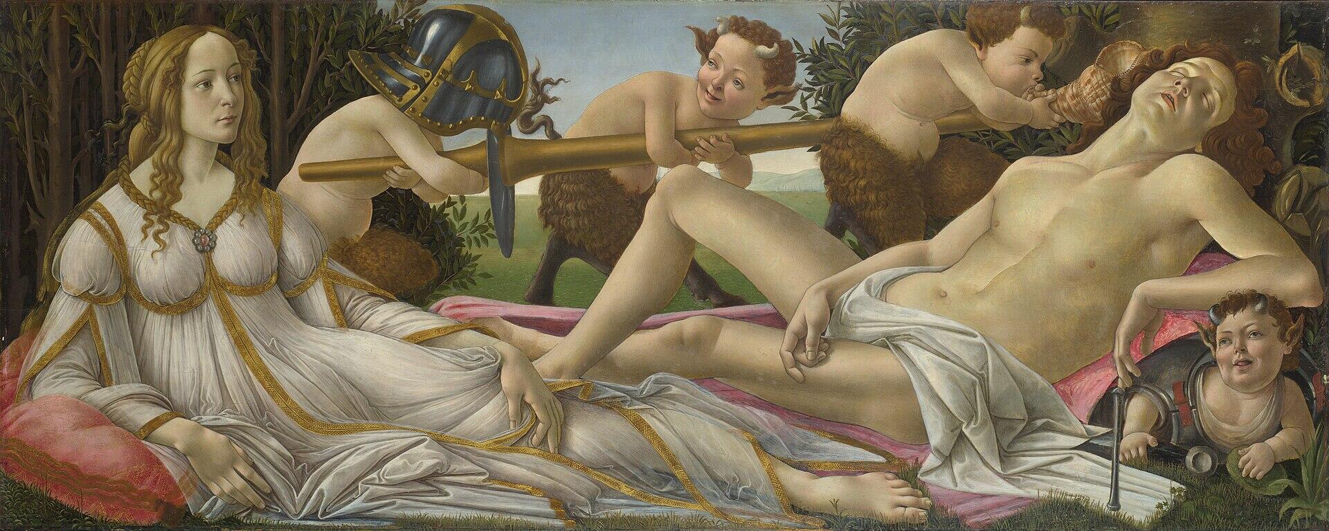 Venere e Marte di Botticelli, uno dei pittori famosi italiani,