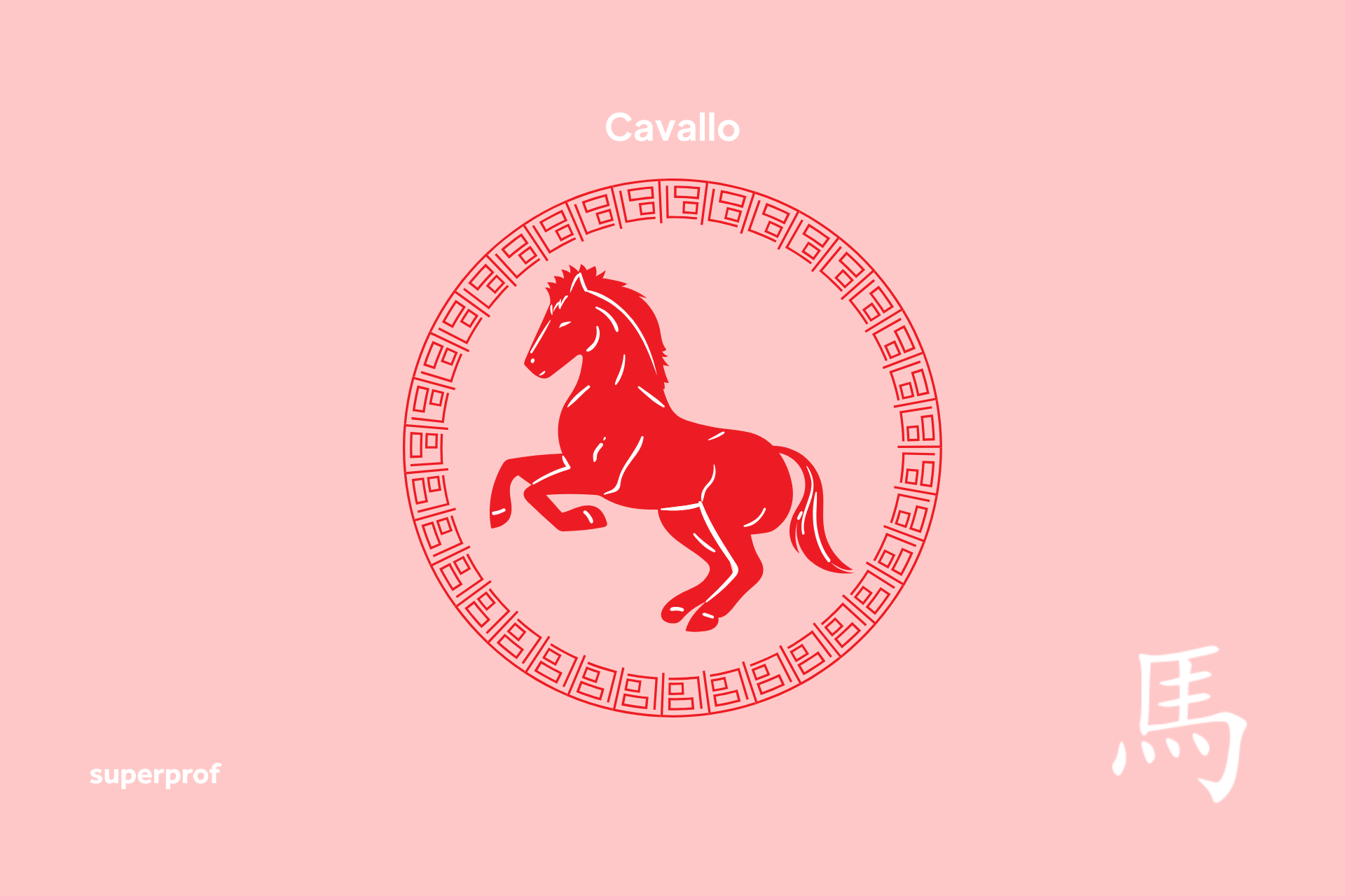 Disegno del cavallo, segno zodiacale del 2026 nell'oroscopo cinese.
