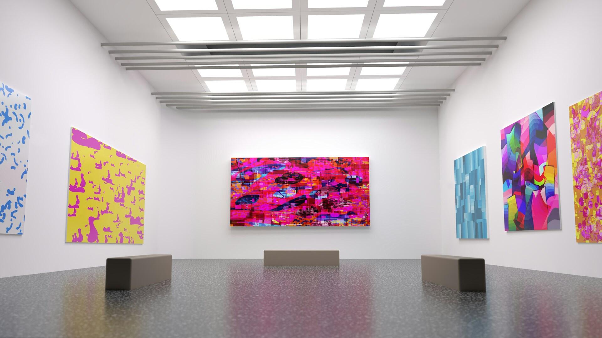 Sala di un museo in cui sono esposte le opere di pittrici famose.