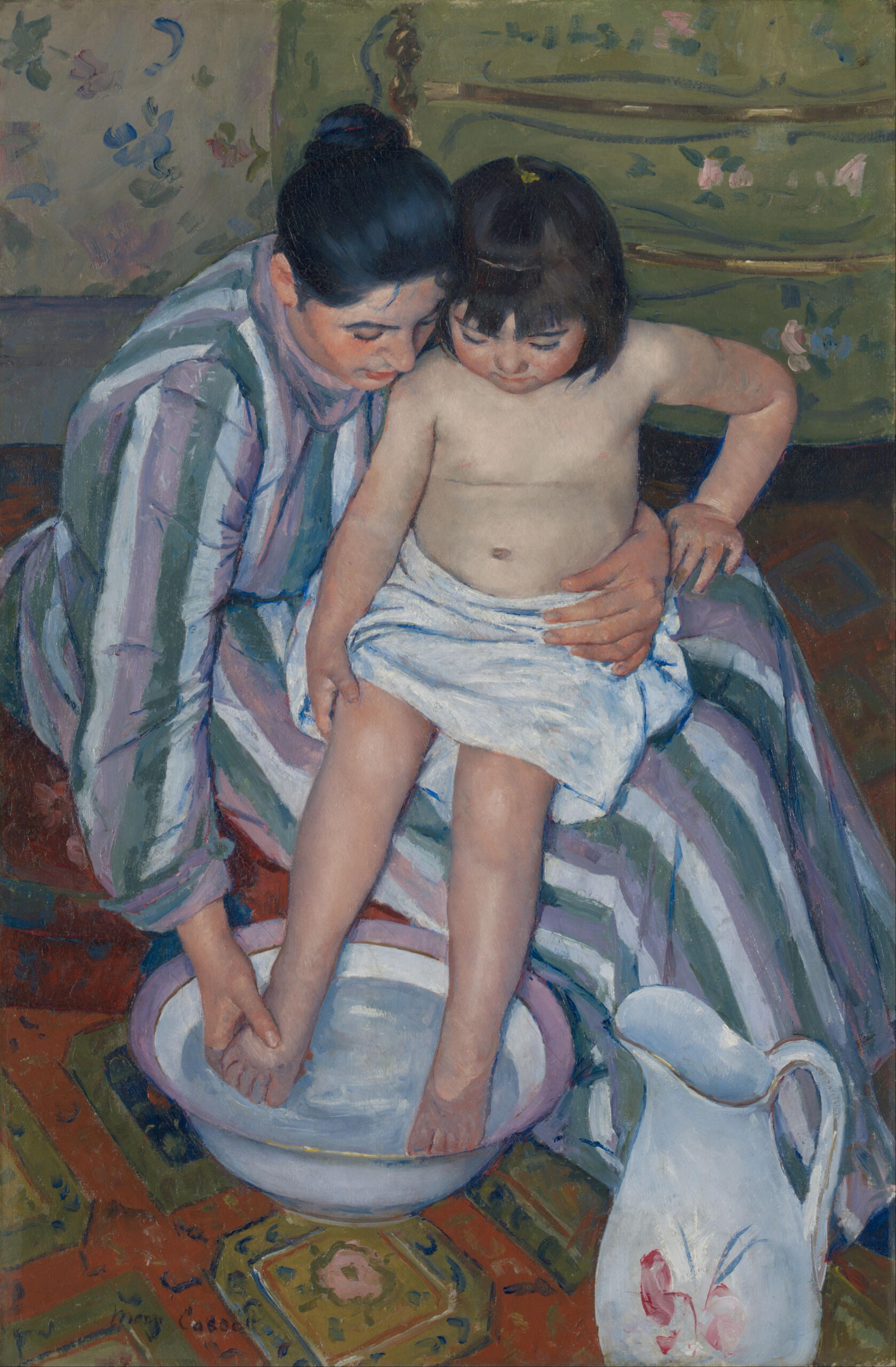 The Child’s Bath di Mary Cassatt, una delle pittrici famose del passato.