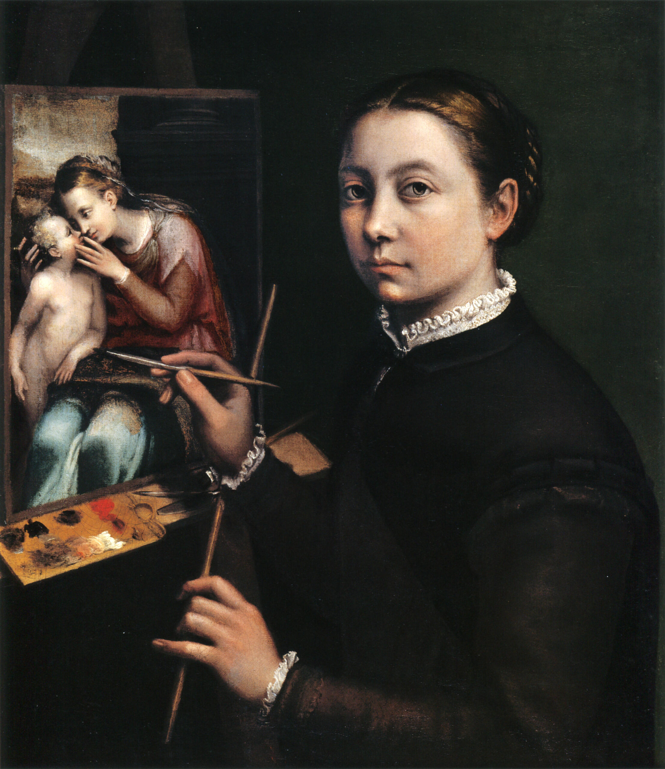 Autoritratto di Sofonisba Anguissola., una delle pittrici famose del passato.