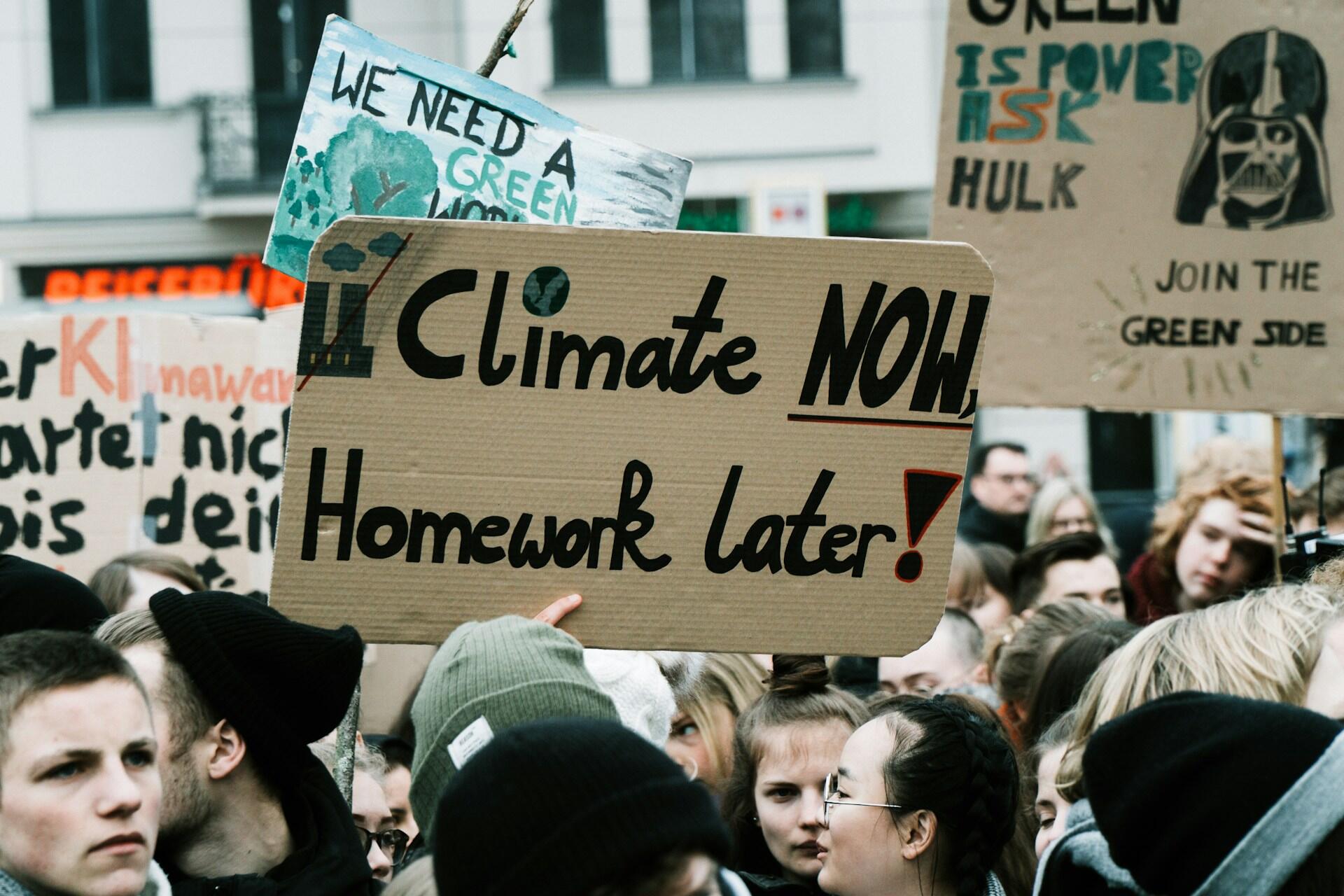 studenti in corteo per manifestazione clima