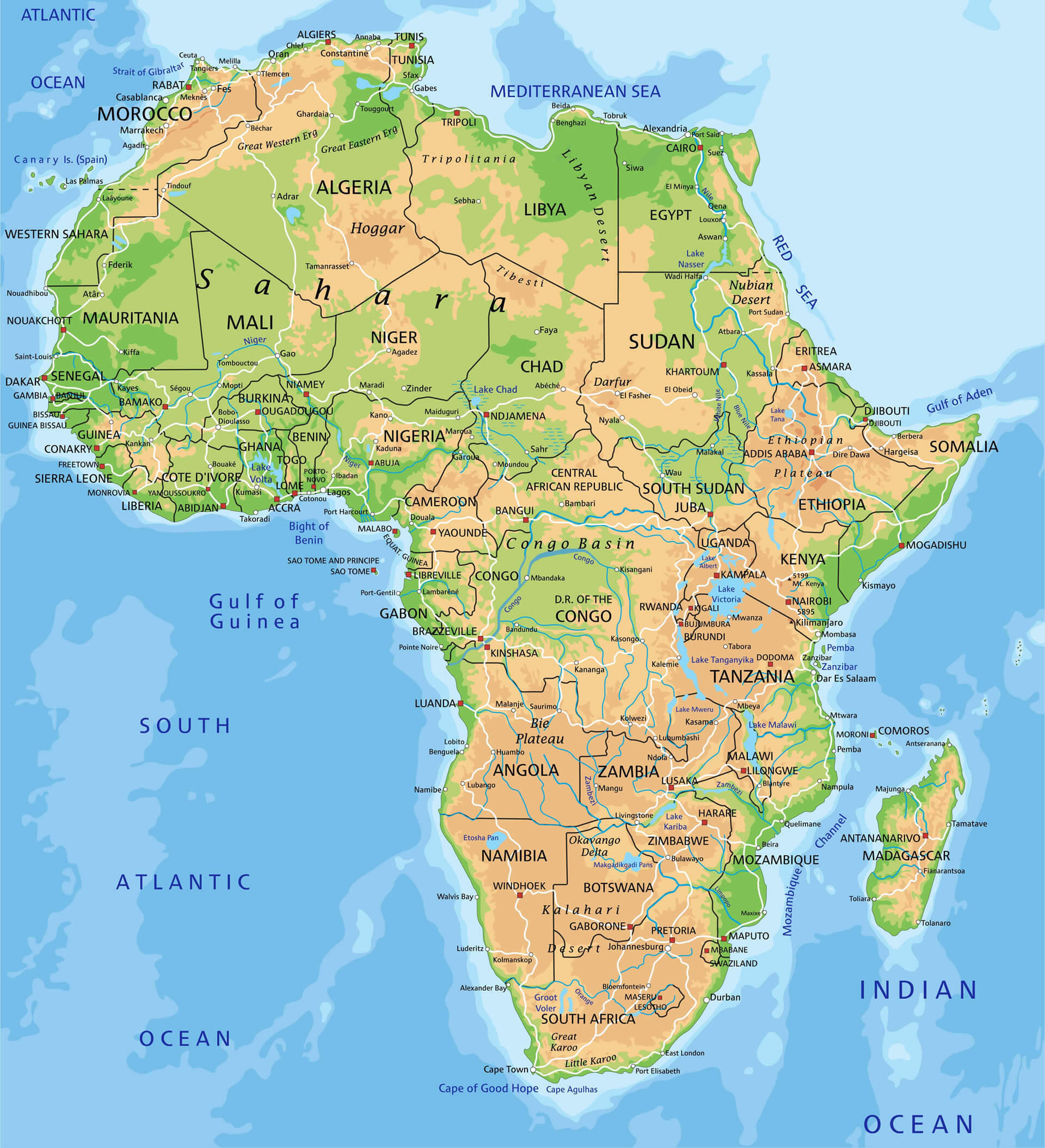 La struttura geografica dell'Africa.