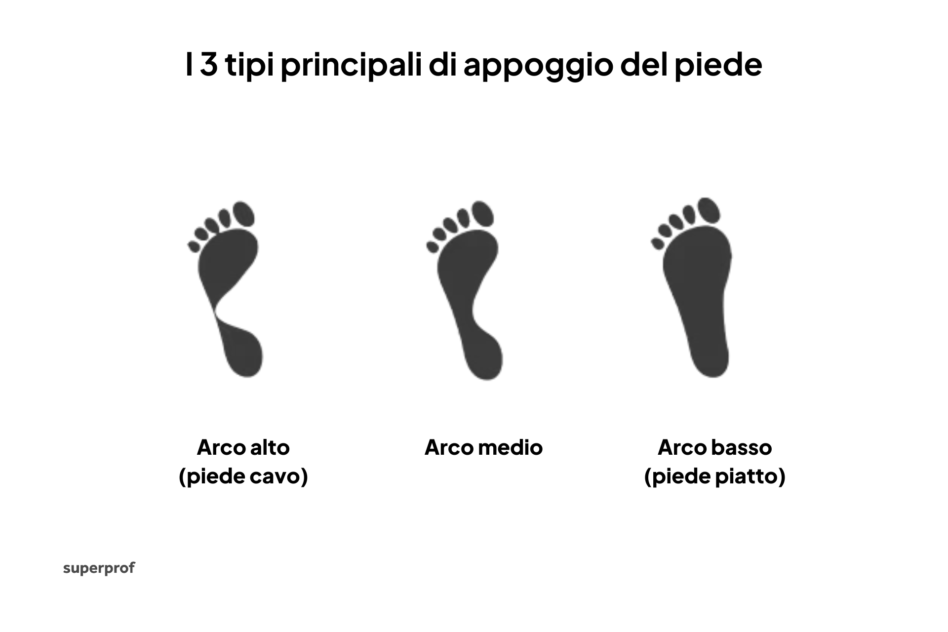 I principali tipi di appoggio del piede.