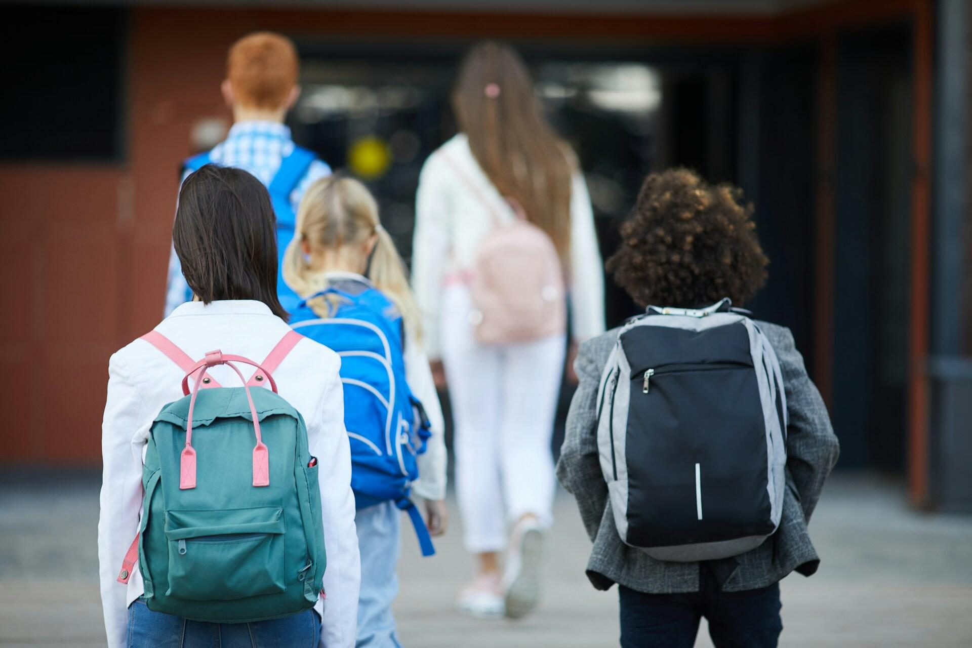 Studenti durante il rientro a scuiola.