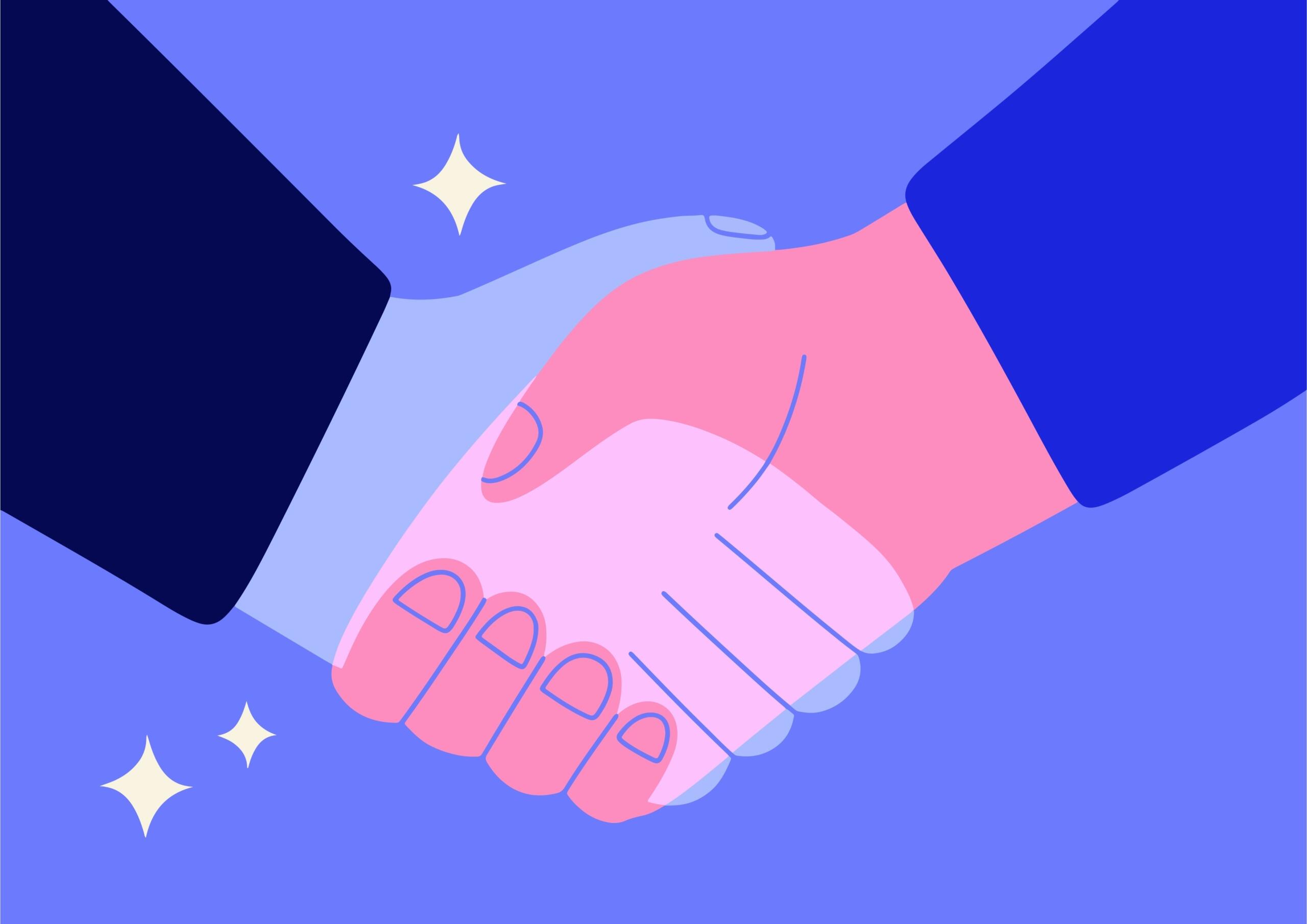Una stretta di mano illustrata.