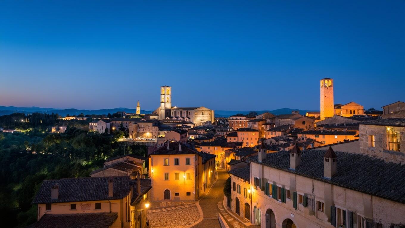 Vista panoramica di Perugia, sede dell'Eurochocolate, festival del cioccolato.