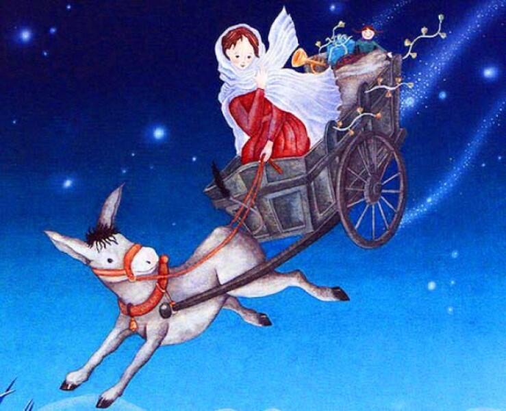 Immagine per bambini dedicata alla leggenda di Santa Lucia con l'asinello.