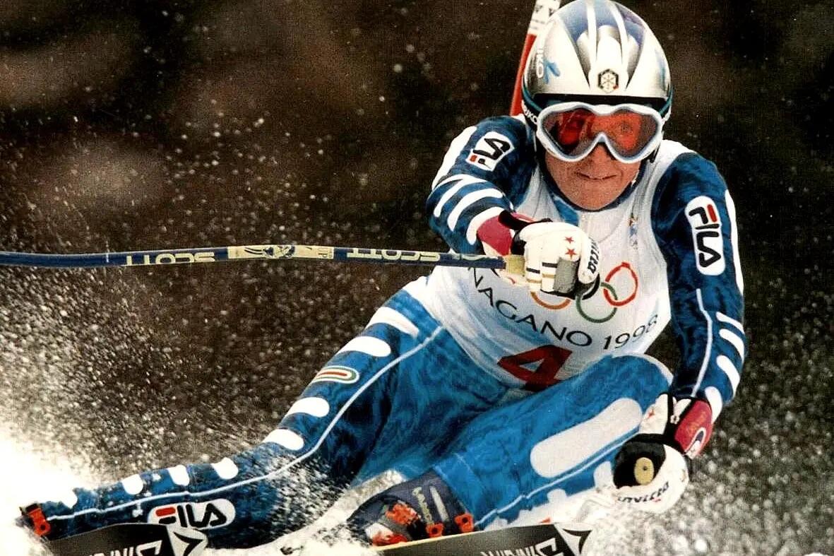 Deborah Compagnoni scia a tutta velocità. 