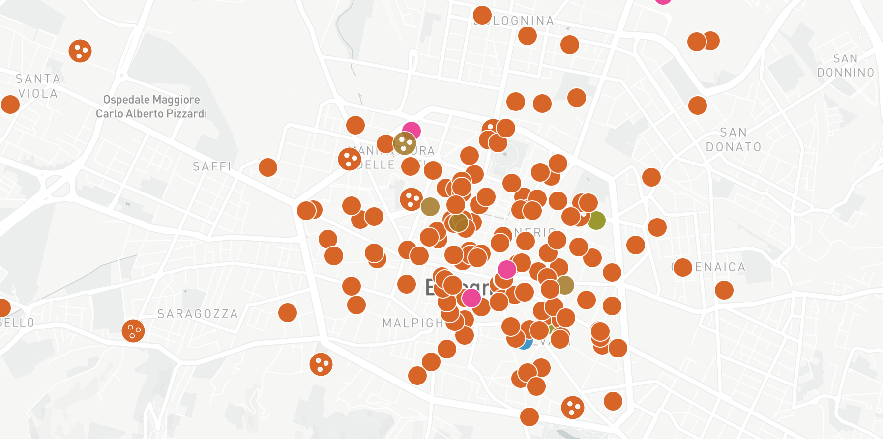 La mappa degli eventi previsti in città per ArtCity2026. 