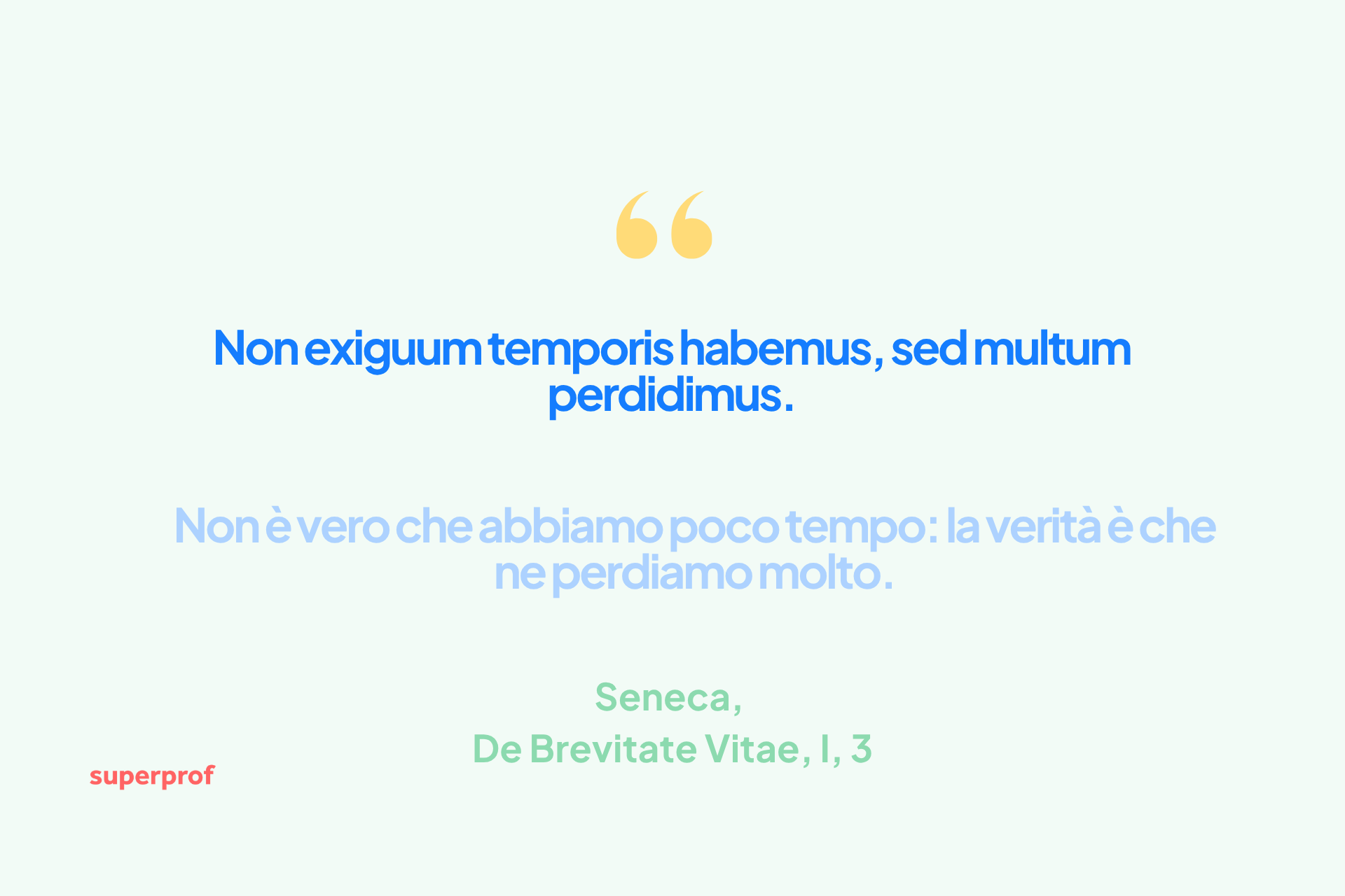 Citazione famosa di Seneca sul tempo in latino e italiano: Non exiguum temporis habemus sed multum perdidimus.