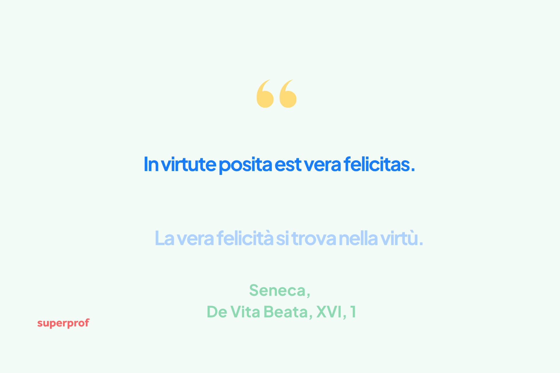 Citazione di Seneca sulla felicità e sulla virtù in latino e italiano.