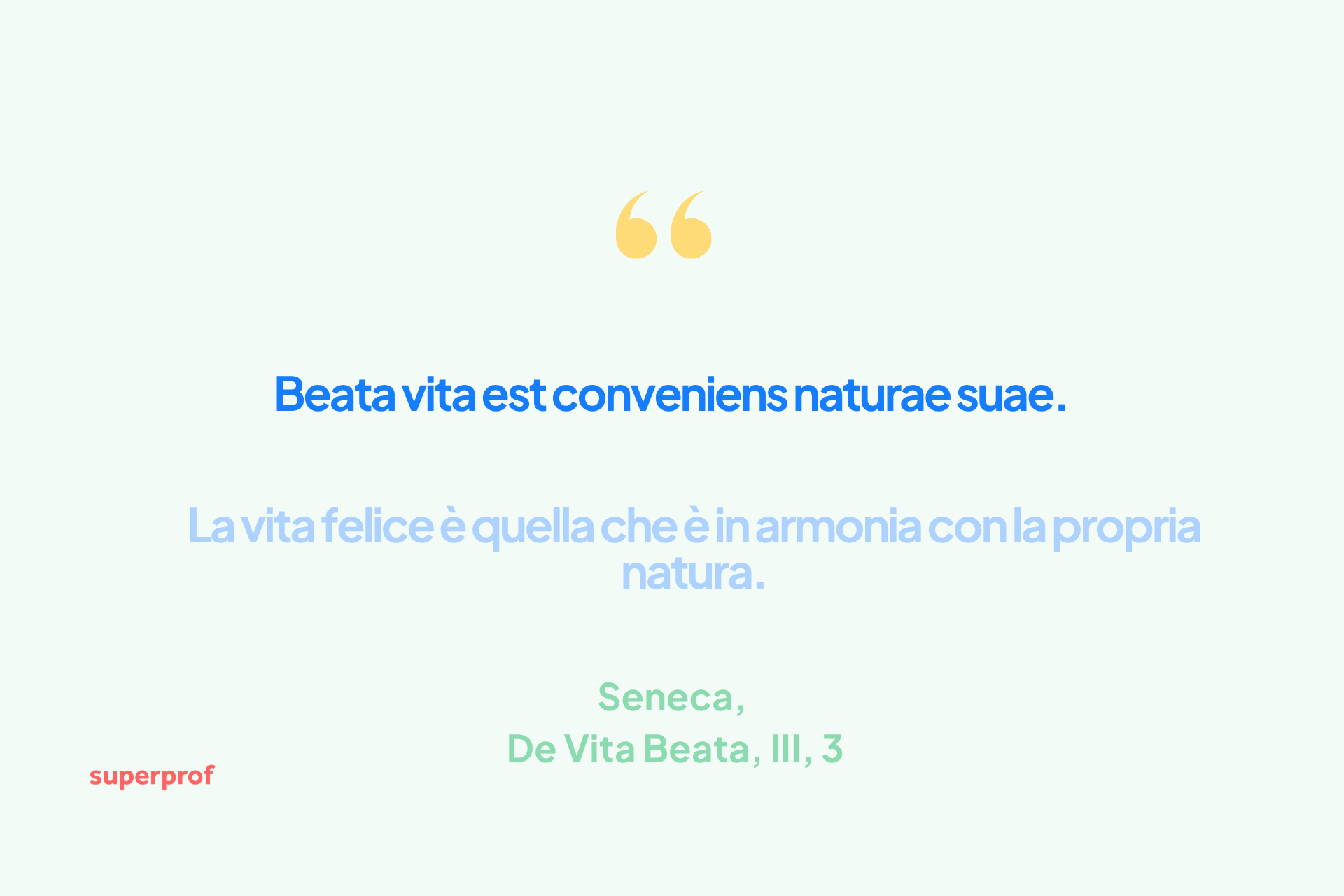 Citazione di Seneca sulla felicità e sulla filosofia stoica in latino e italiano.