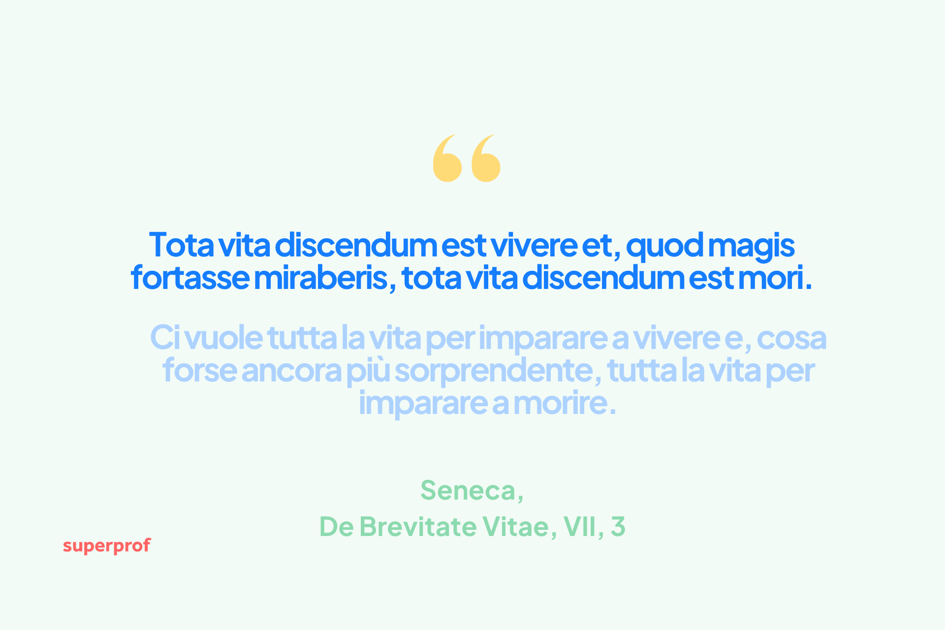 Citazione di Seneca sul senso della vita e della morte in latino e italiano.