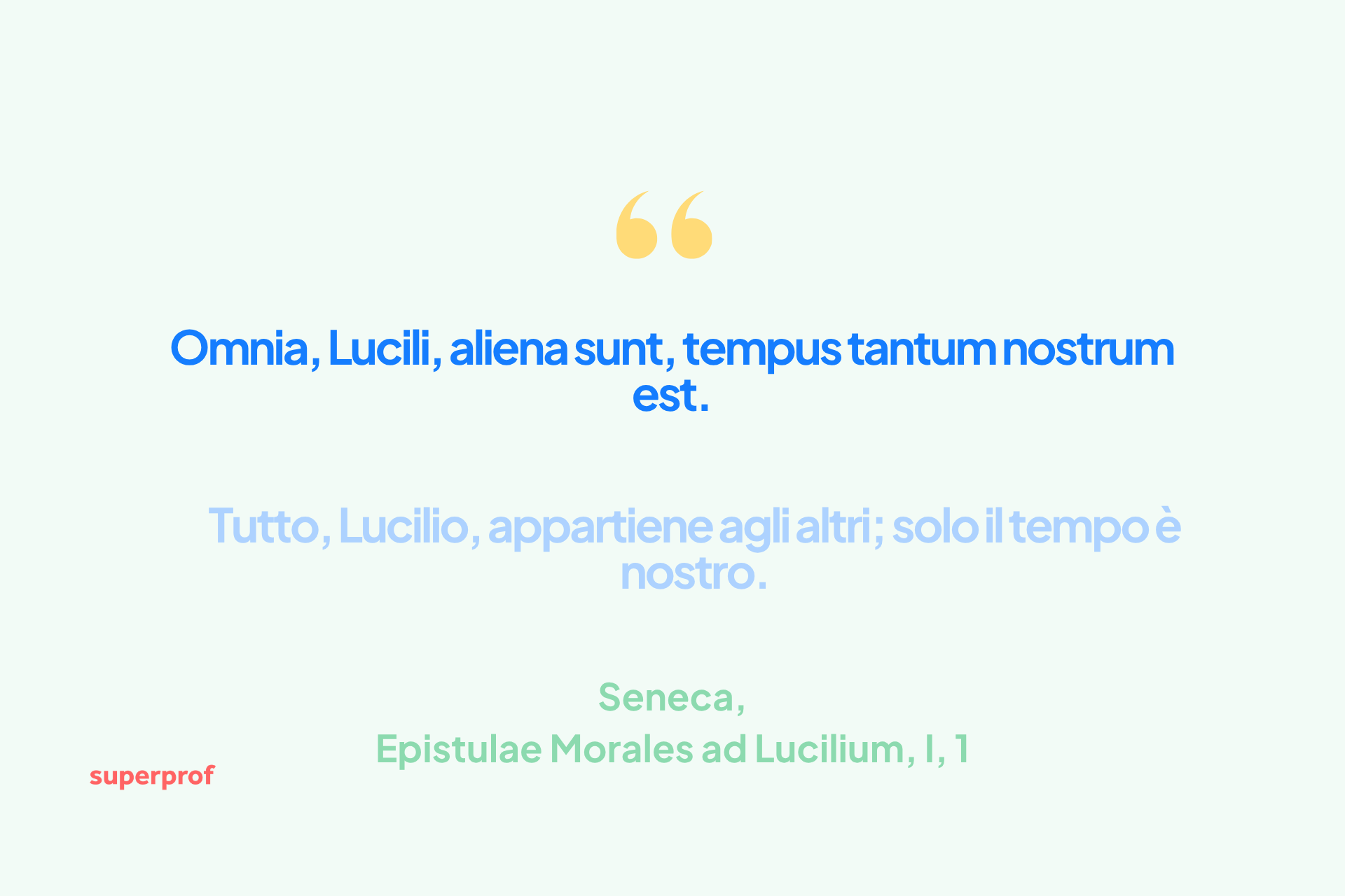 Citazione famosa di Seneca sul tempo in latino e italiano: Omnia Lucili aliena sunt tempus tantum nostrum est.