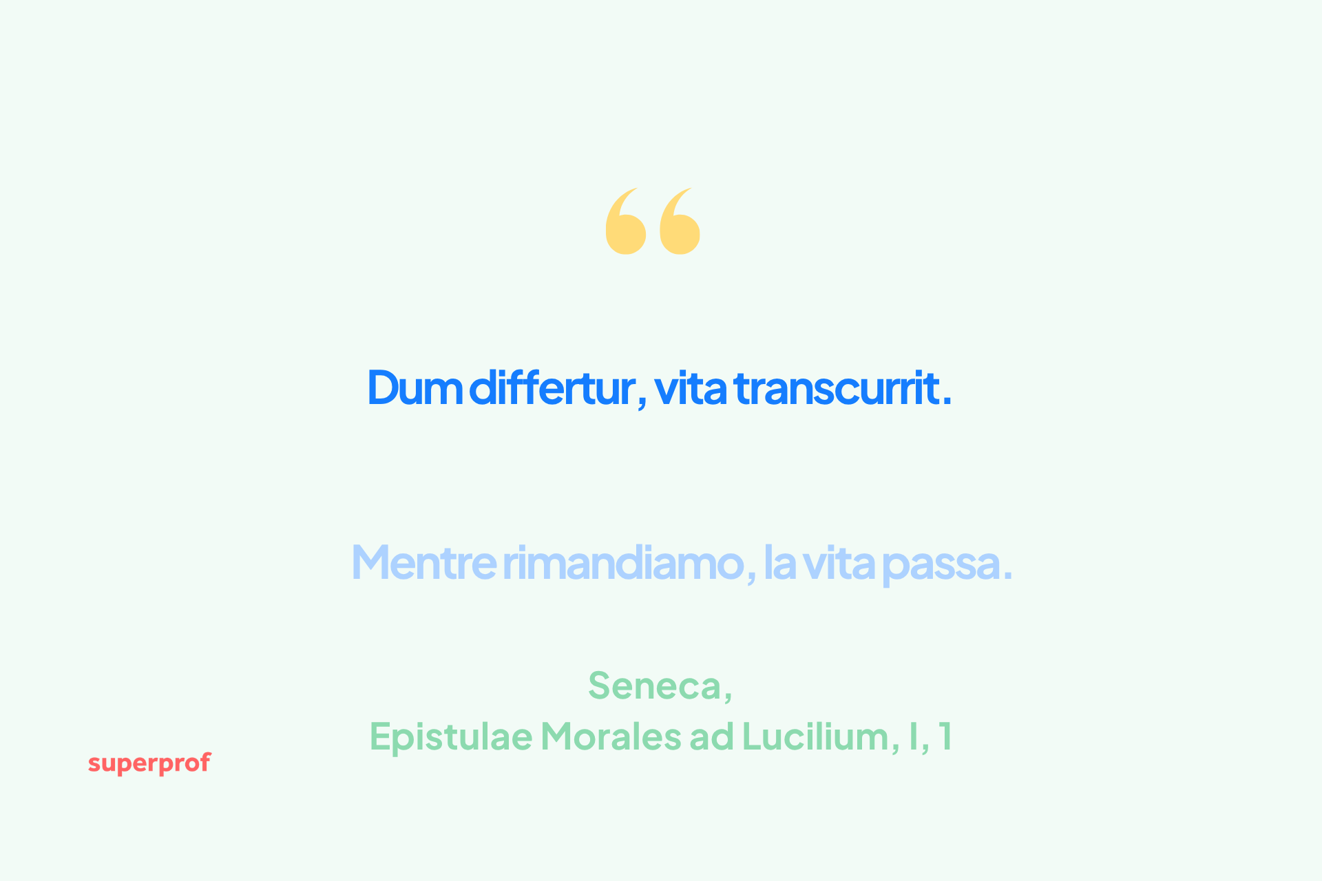 Citazione di Seneca sul tempo e la procrastinazione in latino e italiano: Dum differtur vita transcurrit.