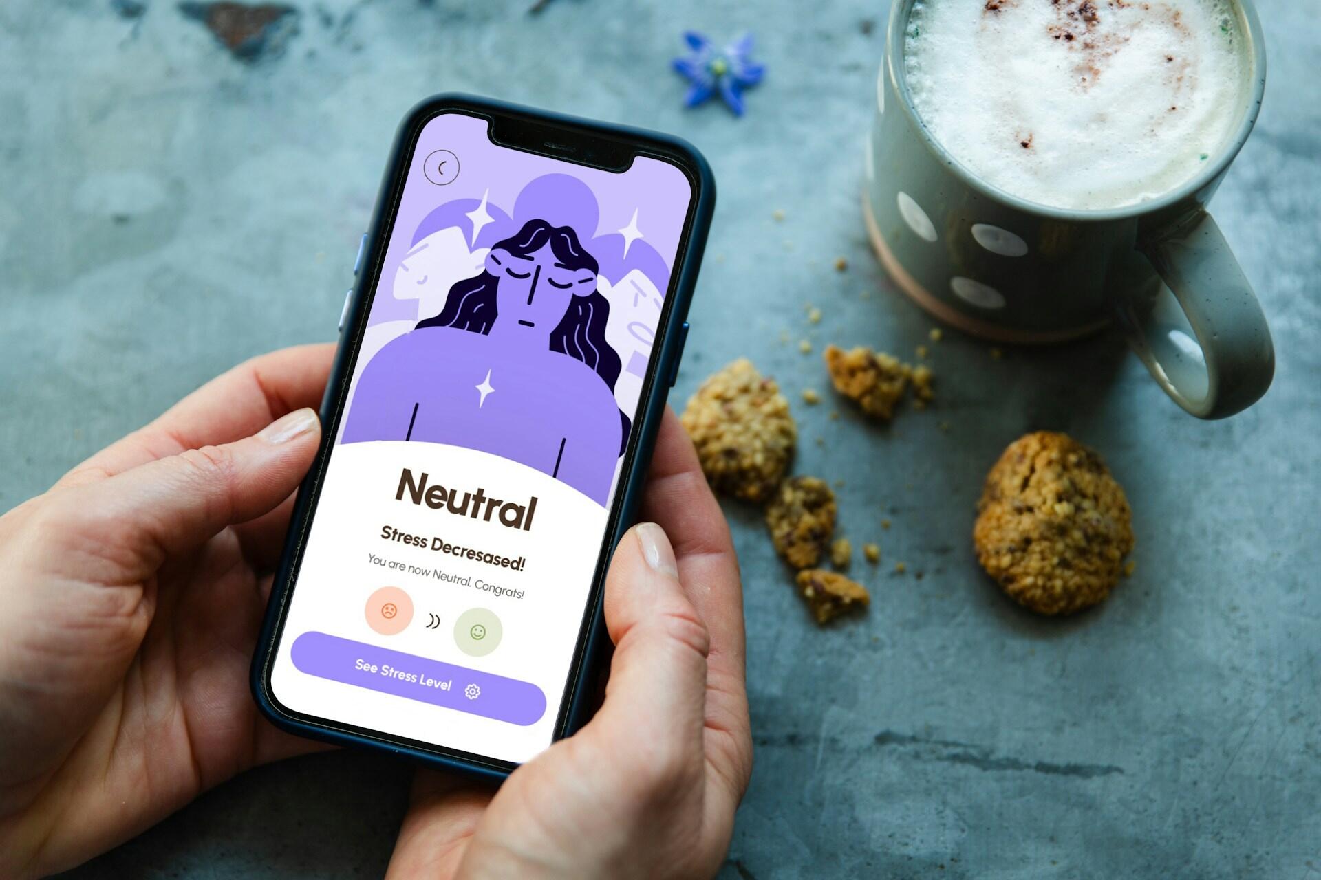 Smartphone con app mindfulness gratis.