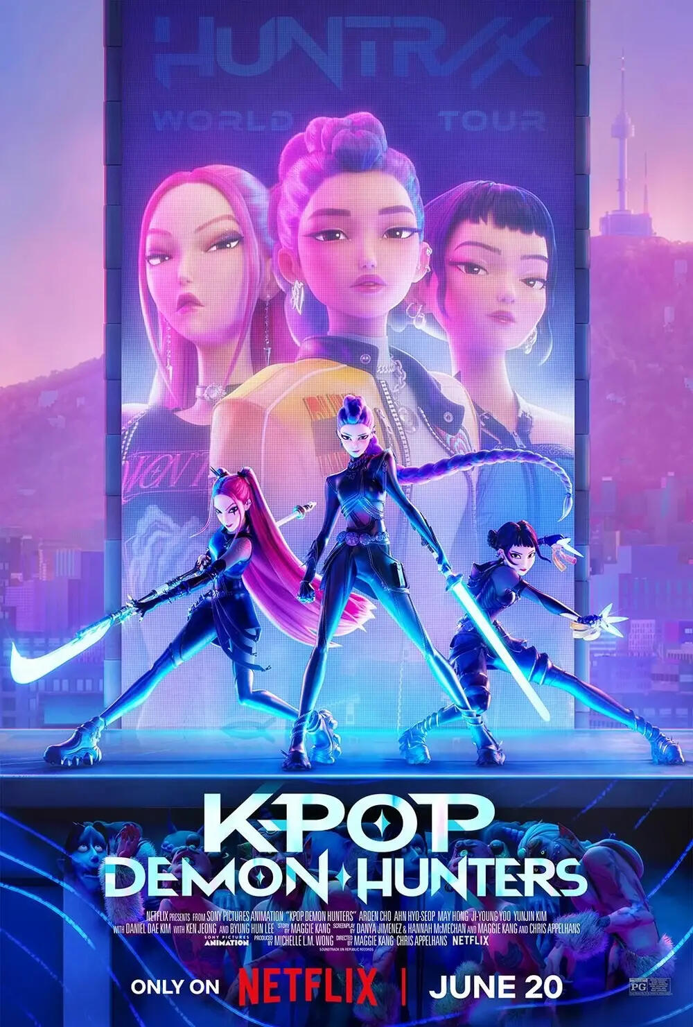 Il poster del film K-pop demon hunters, realizzato da Sony per Netflix. 
