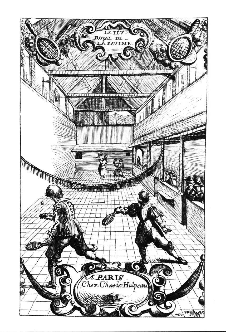 Una vecchia illustrazione che rappresenta il "Jeu de Paume".