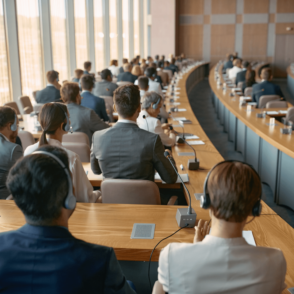 英語が飛び交う国際会議の参加者