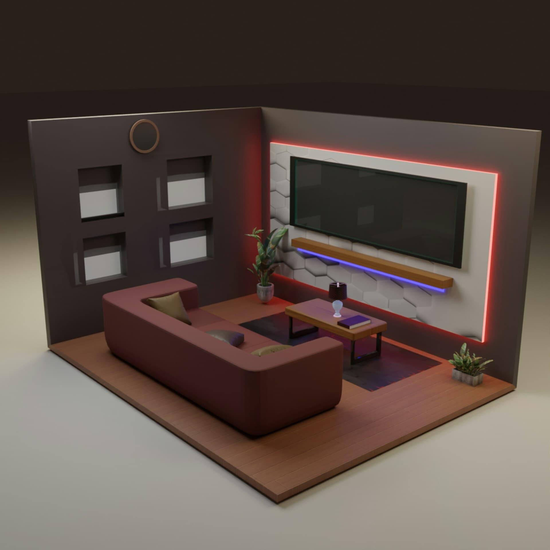 3Dモデリングで作った部屋の一室