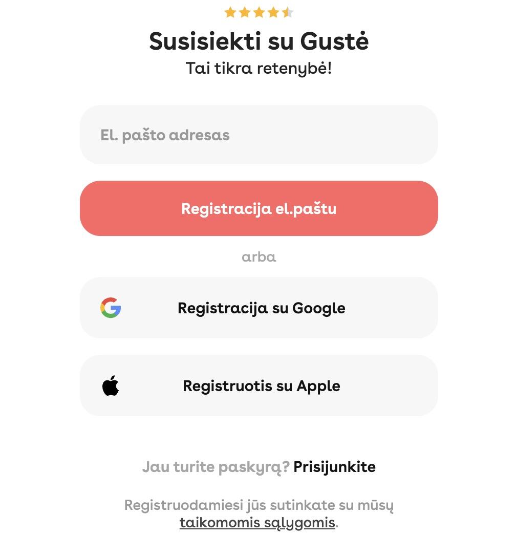 Superprof svetainės ekrano nuotrauka su registracijos langu. 