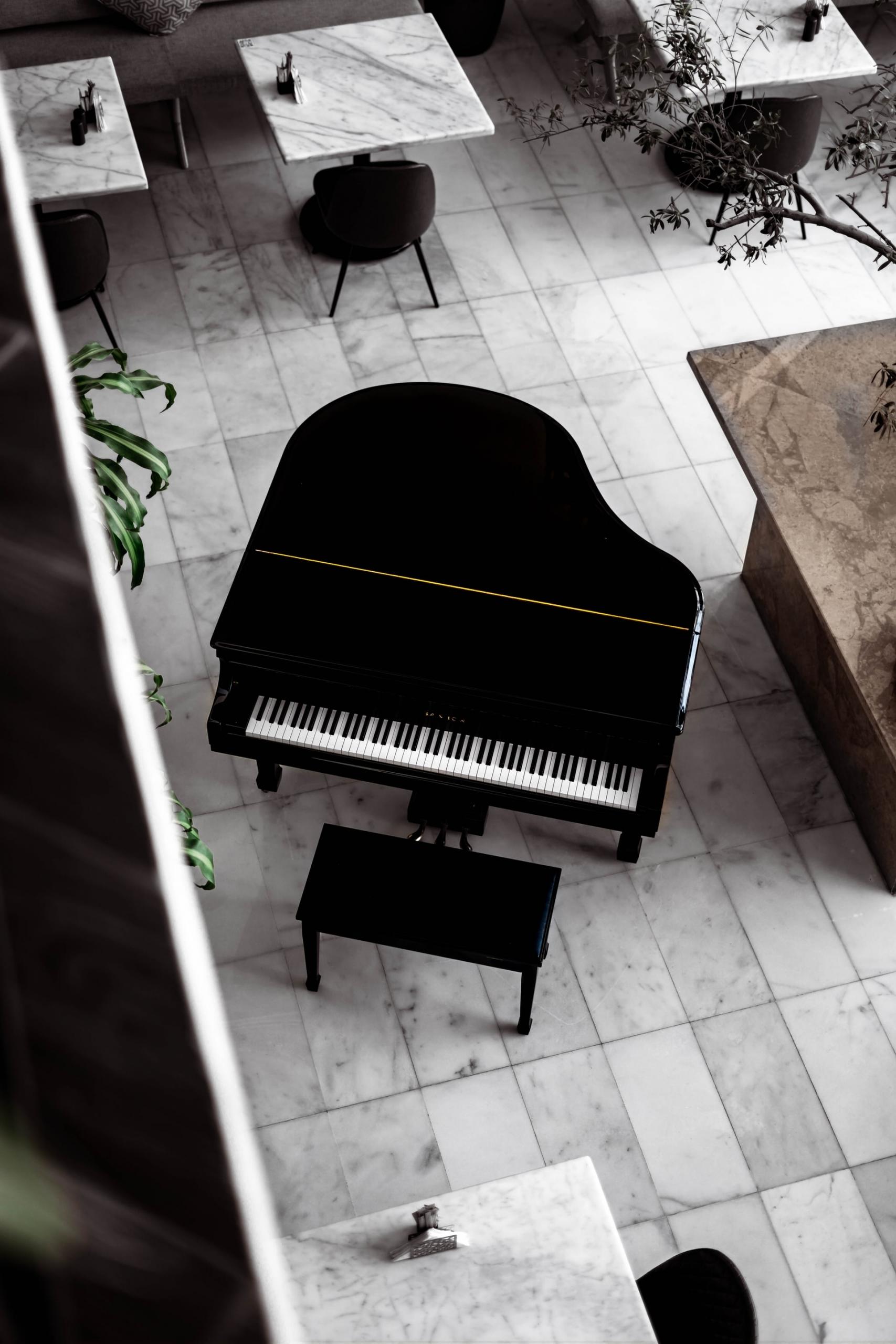 vue en hauteur d'un piano