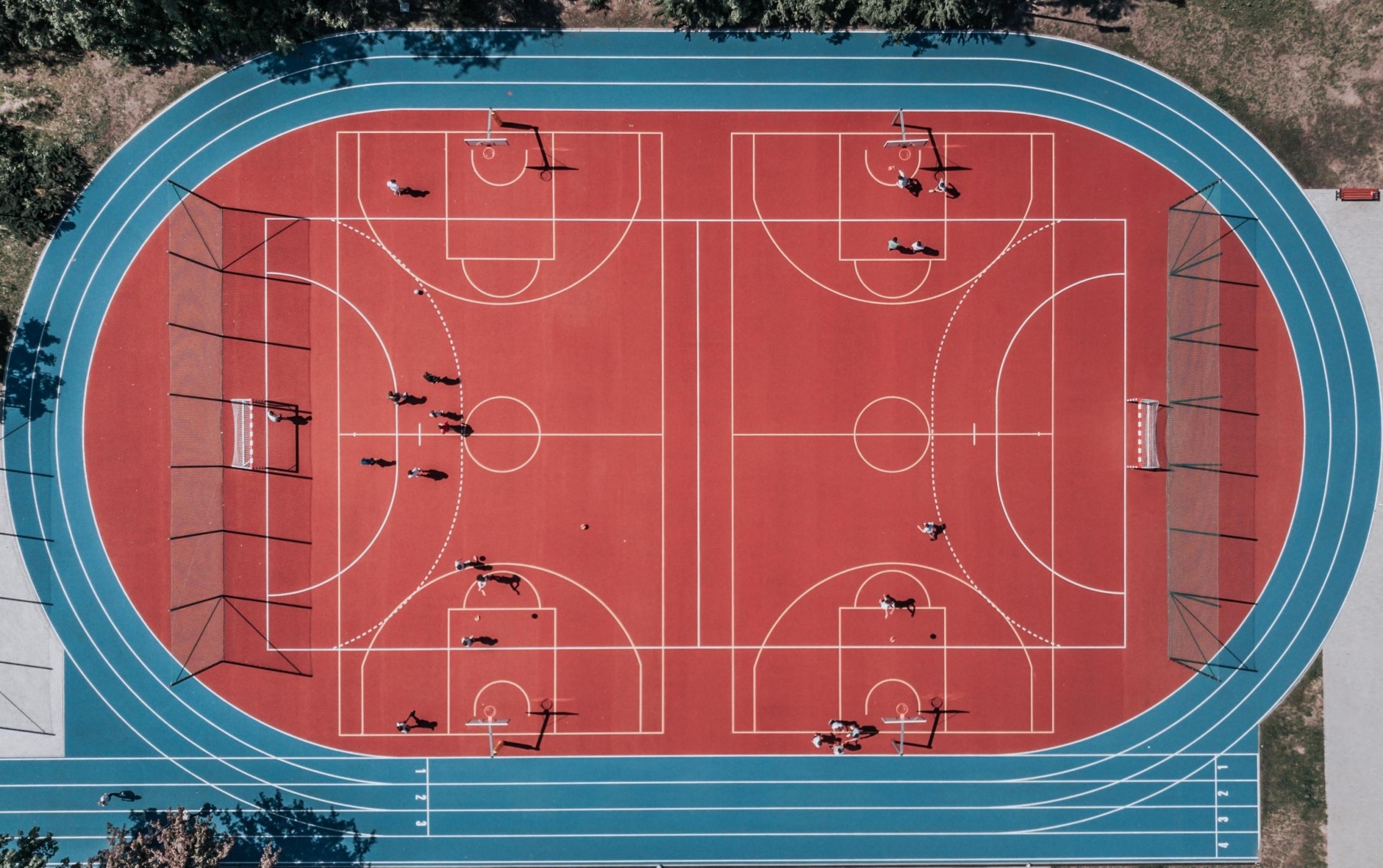 Vue aérienne d'un complexe sportif