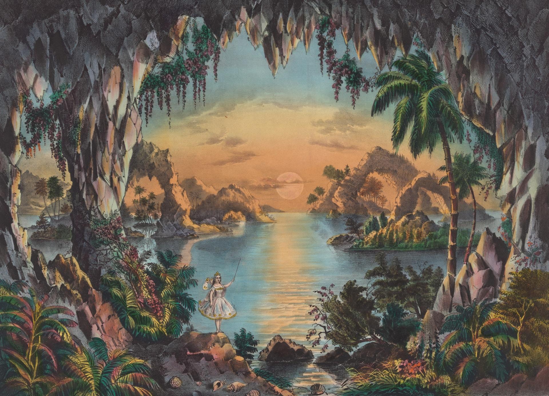 peinture avec petite fille dans la nature