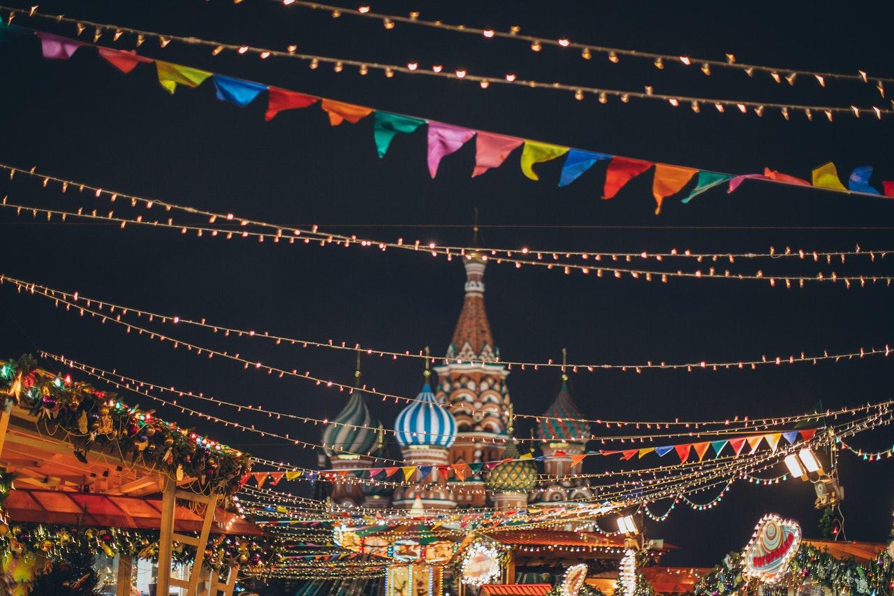 celebre lieu de moscou la nuit pendant une fete