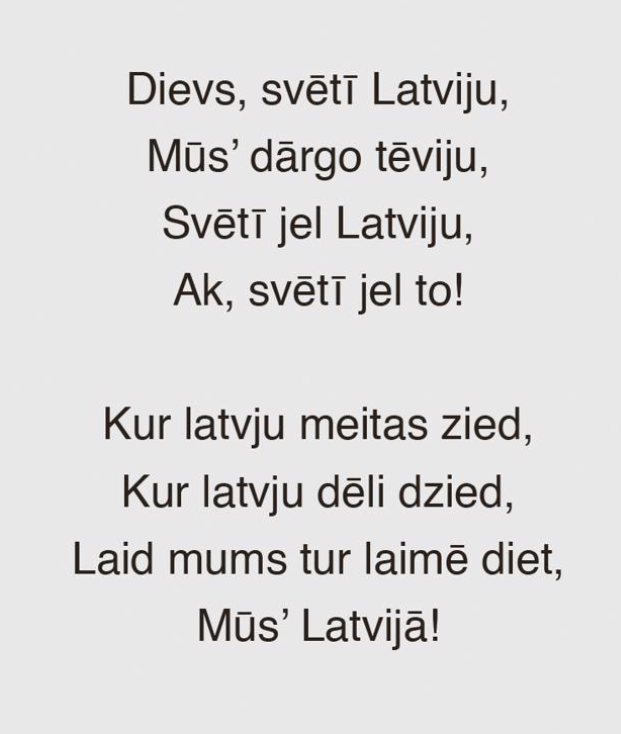 Latvijas himnas vārdi.